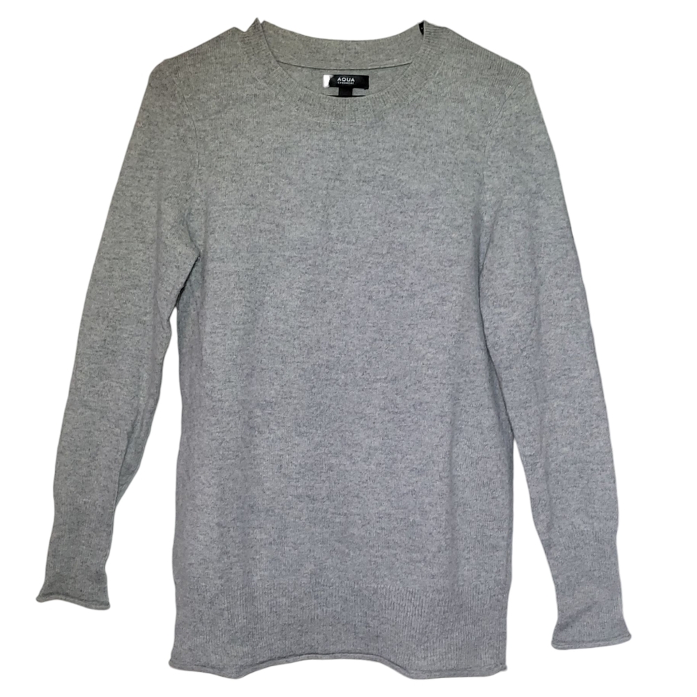 Aqua CASHMERE Roll Edge Woman's Sweater.
